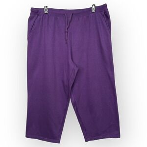 Woman Within Pull-on Pants‎ Women Size 28P Purple Cotton Elastic Waist Wide Leg